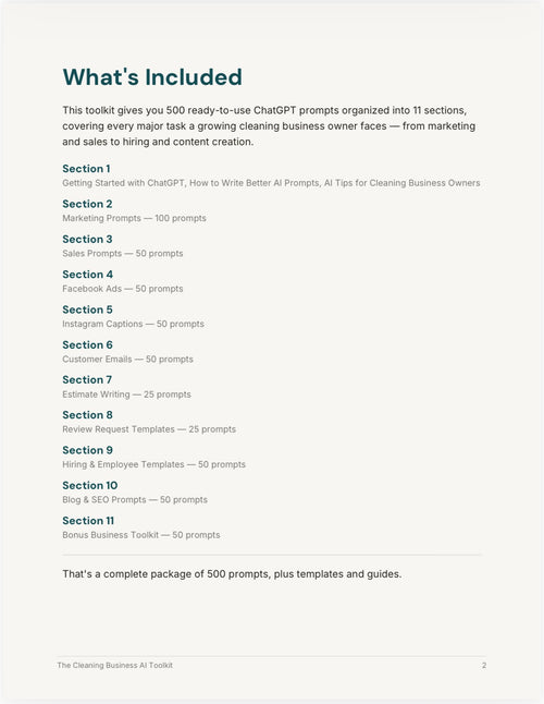 AI Prompt Library: The Cleaning Business AI Toolkit